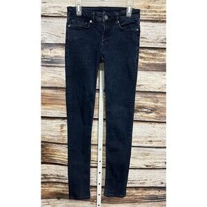 Allsaints Womens Blue Mid-Rise Mast Skinny Leg Jeans Size 25